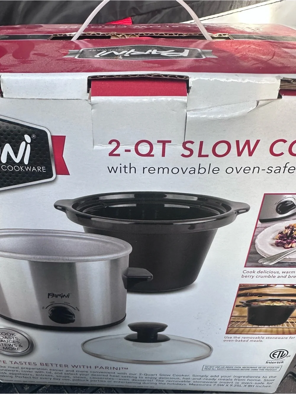 Pasini 2-Qt Silver Slow Cooker with Removable Stoneware